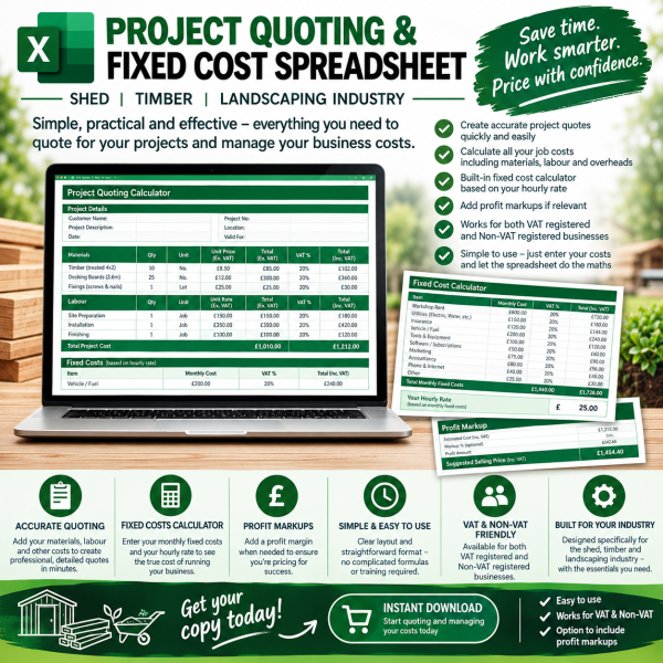 Project Quoting and Fixed Cost Spreadsheet